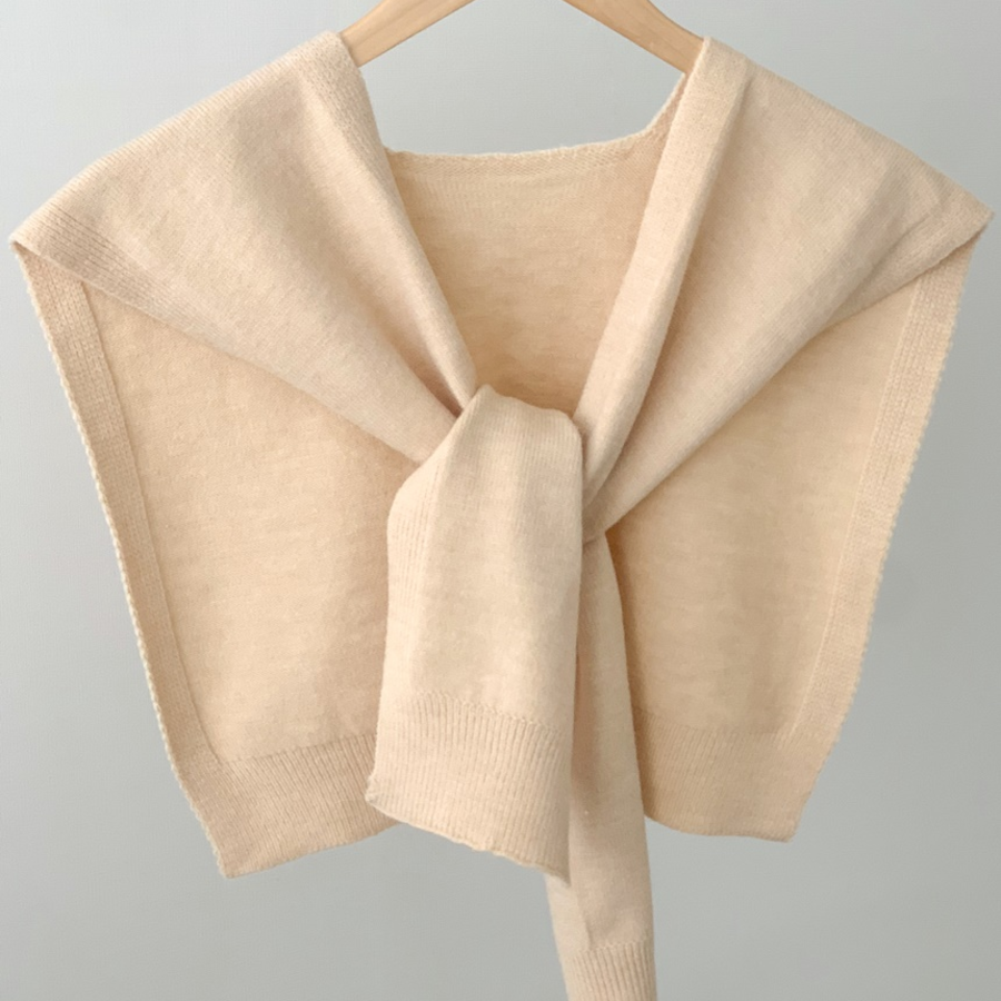 Solid Cape Layered Knit Shawl — однотонный вязаный шарф-накидка с эффектом кейпа