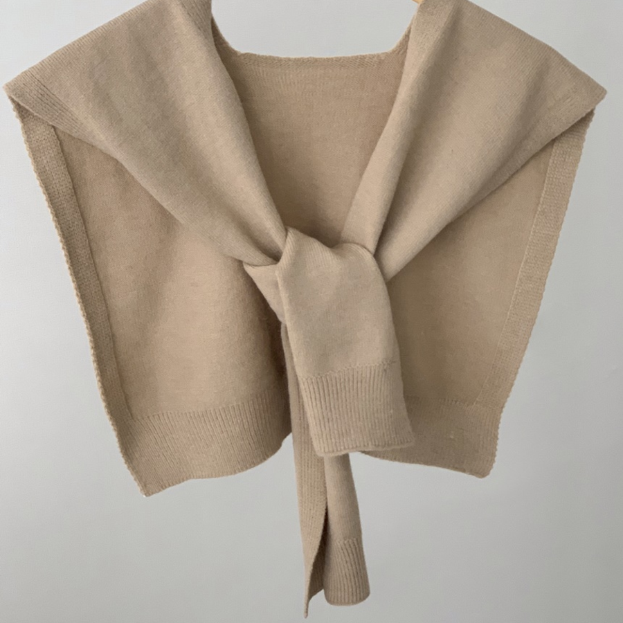 Solid Cape Layered Knit Shawl — однотонный вязаный шарф-накидка с эффектом кейпа