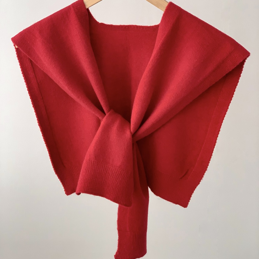 Solid Cape Layered Knit Shawl — однотонный вязаный шарф-накидка с эффектом кейпа