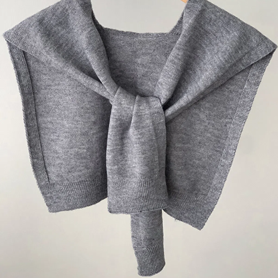 Solid Cape Layered Knit Shawl — однотонный вязаный шарф-накидка с эффектом кейпа