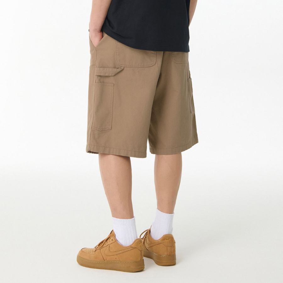 Canvas Double Knee Carpenter Bermuda Pants [Beige]