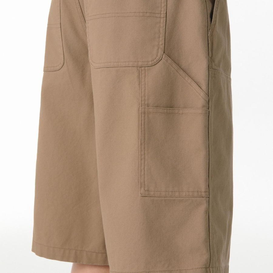 Canvas Double Knee Carpenter Bermuda Pants [Beige]