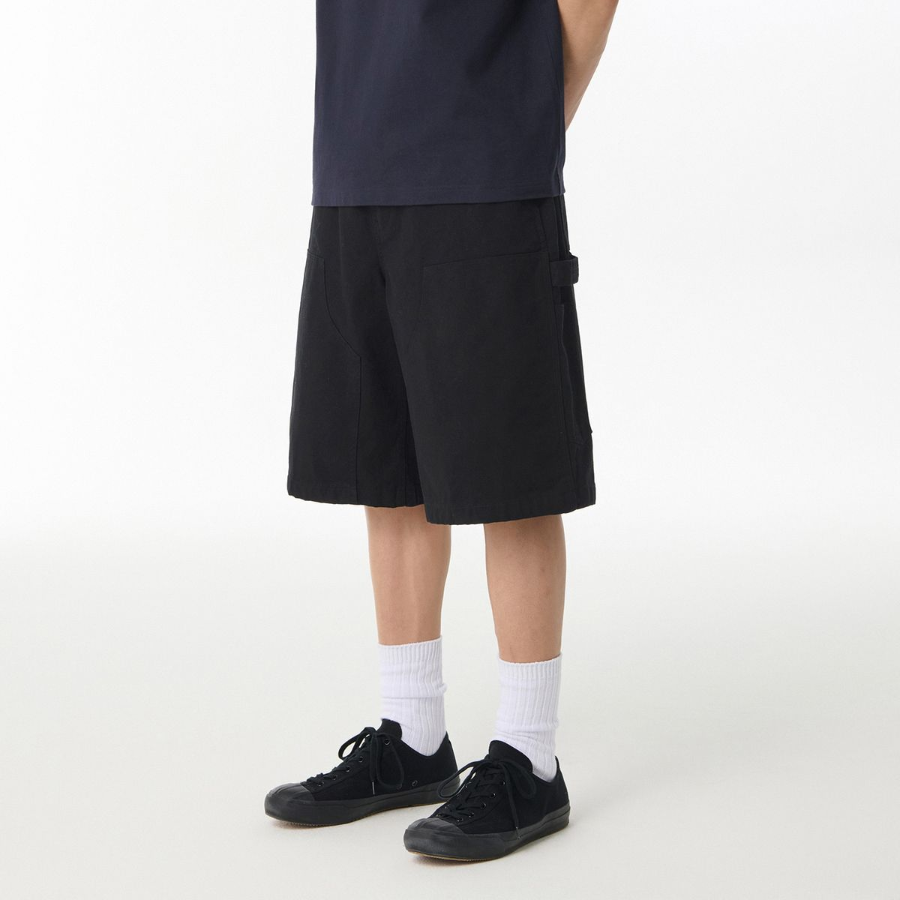Canvas Double Knee Carpenter Bermuda Pants [Black]