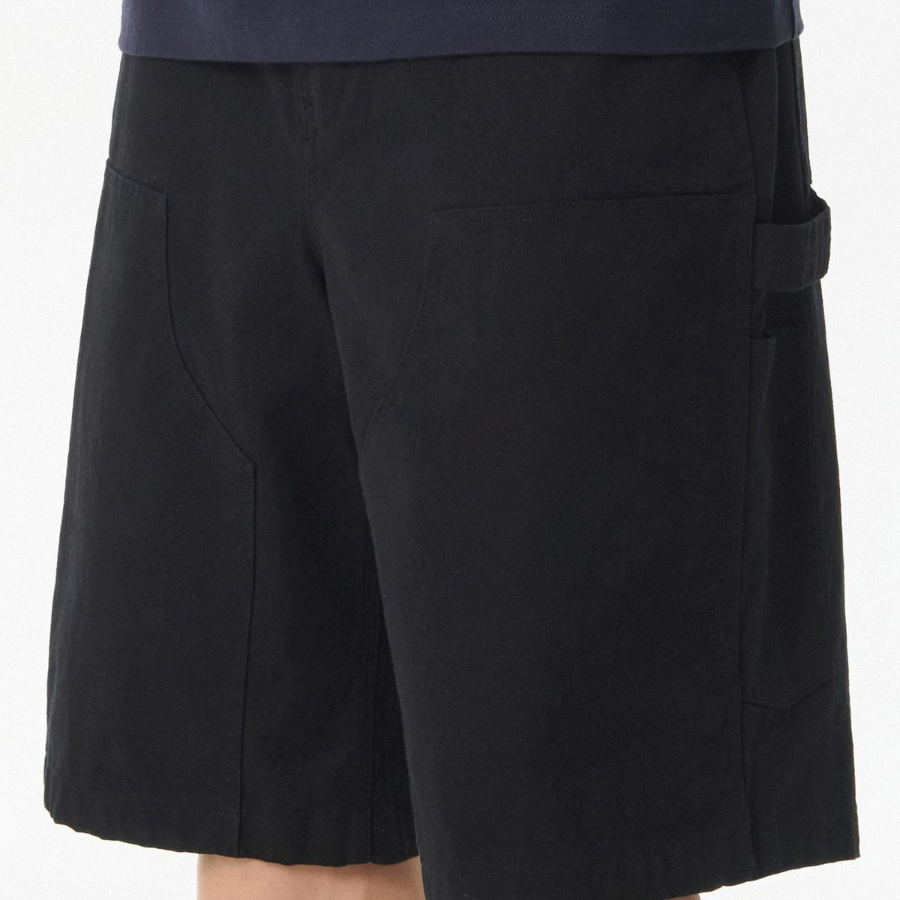 Canvas Double Knee Carpenter Bermuda Pants [Black]
