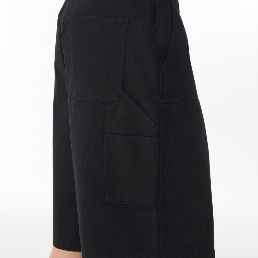 Canvas Double Knee Carpenter Bermuda Pants [Black]