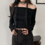 [3-Piece Set] Triplelin Long Shammud Suede Long Choker Tie Muffler — комплект из трёх длинных шёлковисто-замшевых чокеров и шарфов