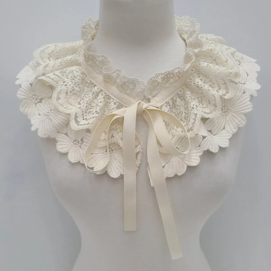 Korean Cotton 100% Fake Collar Ribbon Neck Cape — корейский накидной воротник с бантом из 100% хлопка