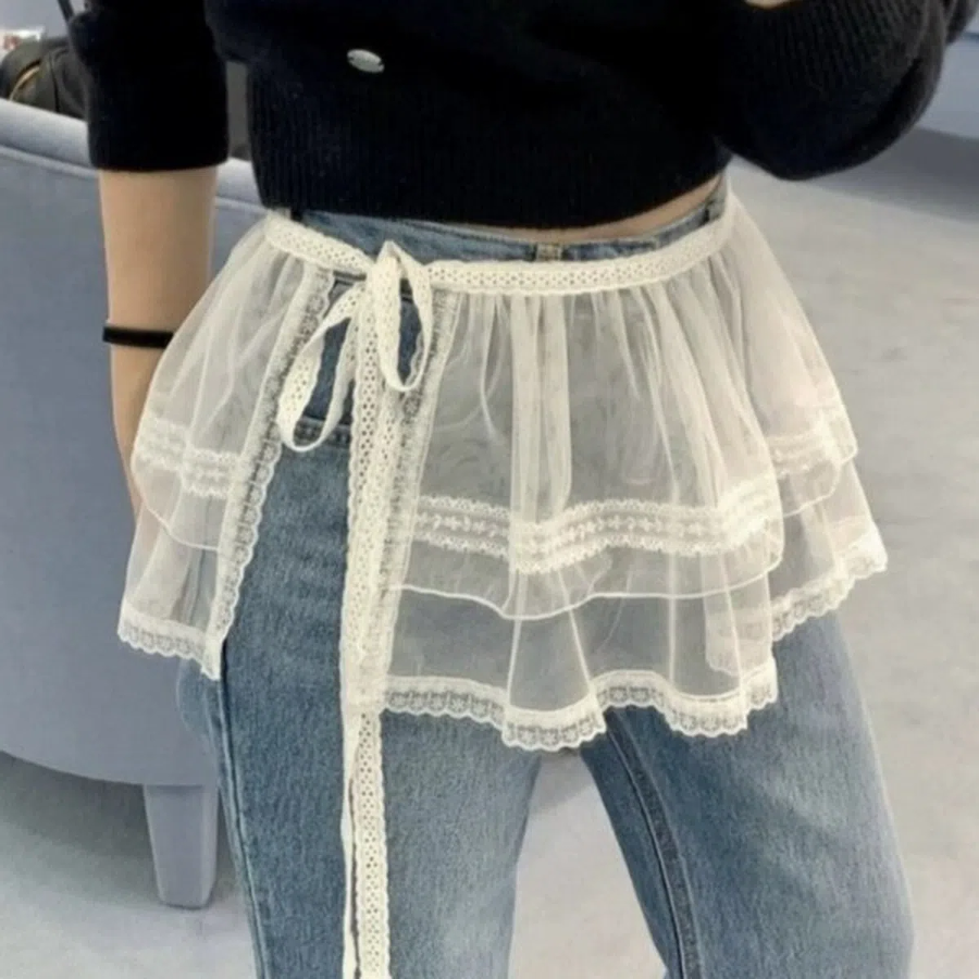 2-Layer Lace Hip Cape — женский мини-платок с двойным кружевом