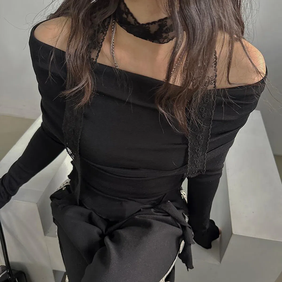 Ridi Lace Sheer Flower Pattern Tie Muffler Choker Scarf — женский ажурный шарф-чокер с цветочным узором