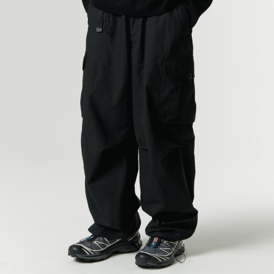 City Leisure Wide Belted Cargo Pants [Black]