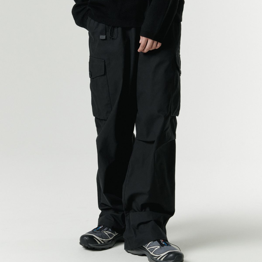 City Leisure Wide Belted Cargo Pants [Black]