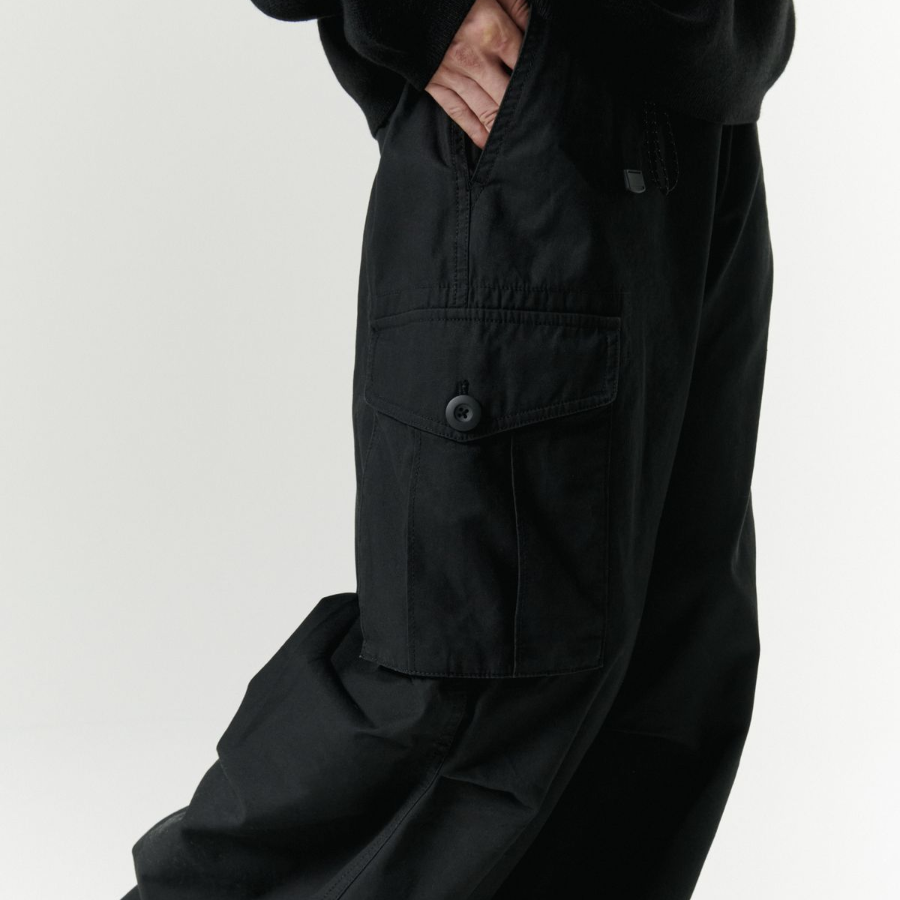City Leisure Wide Belted Cargo Pants [Black]