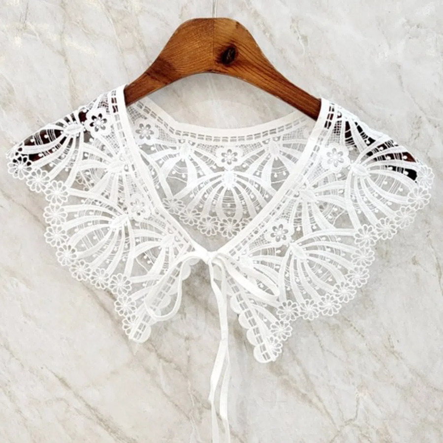 Cotton 100 Floral Mesh Neck Cape — хлопковый цветочный сетчатый воротник, женский фейк-воротник