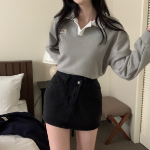 Асимметричная джинсовая мини-юбка с косым кроем