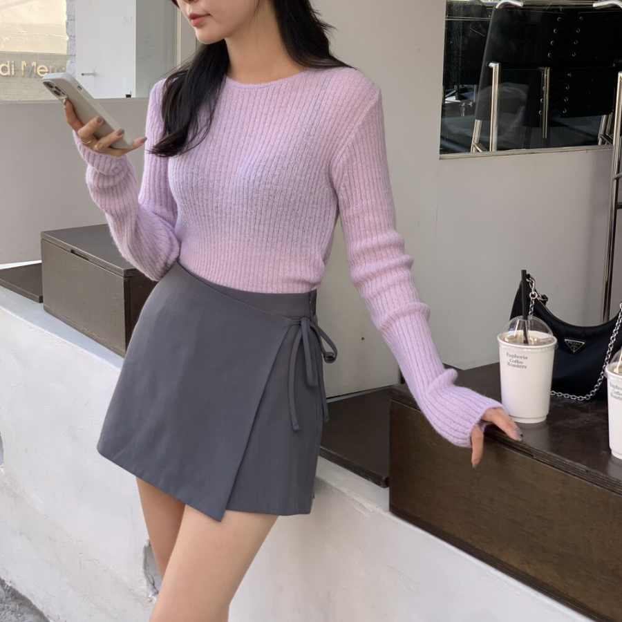 Мини-юбка с запахом и бантом