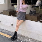 Мини-юбка с запахом и бантом