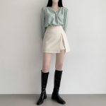 S-Кремовый-Мини юбки