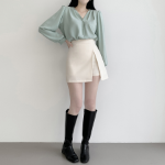 Мини-юбка с эффектом запаха и внутренними шортами