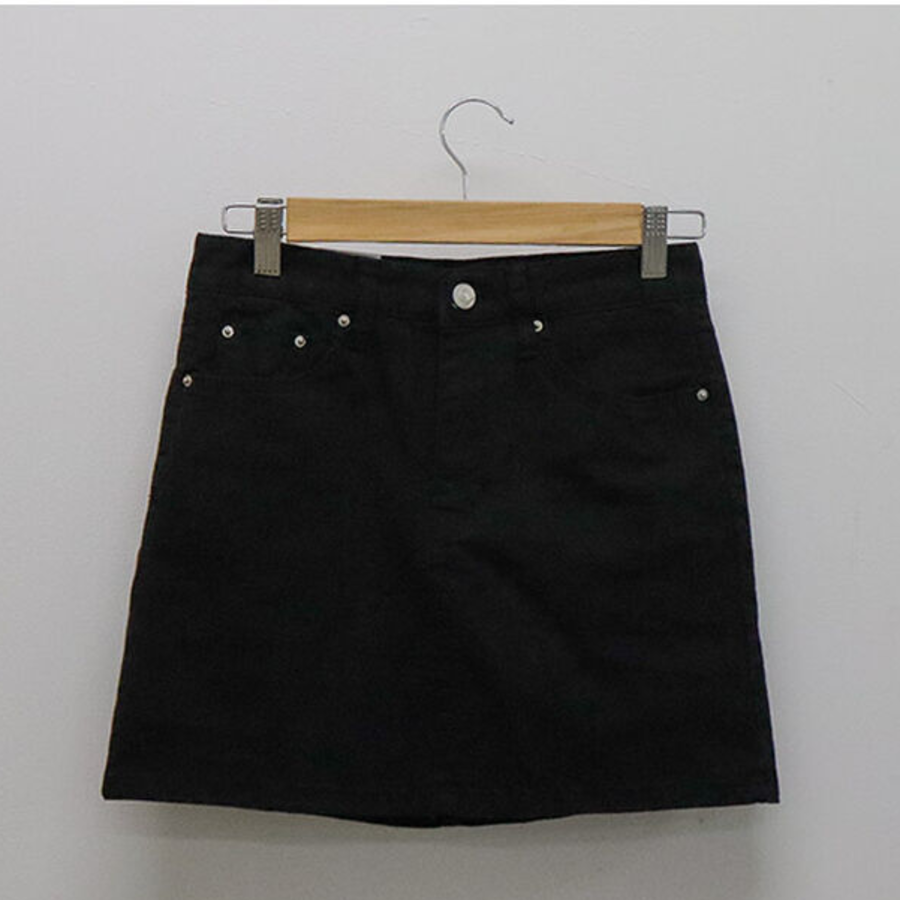 Джинсовая мини-юбка H-силуэта с высокой посадкой и встроенными шортами