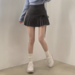 Мини-юбка с высокой посадкой, складками и бантом