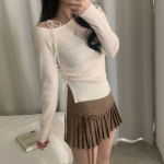 Мини-юбка с высокой посадкой, складками и бантом