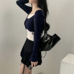 Мини-юбка с высокой посадкой, складками и бантом