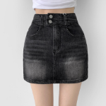 Джинсовая мини-юбка с завышенной посадкой и корректирующими вставками