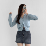 Джинсовая мини-юбка с завышенной посадкой и корректирующими вставками