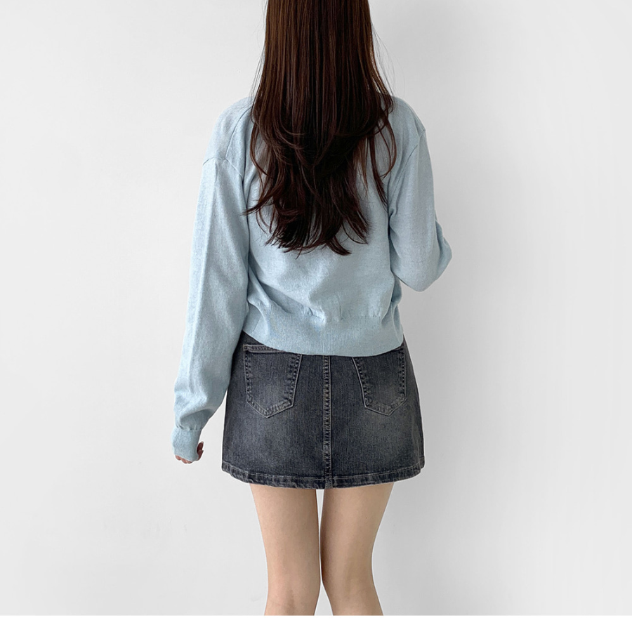 Джинсовая мини-юбка с завышенной посадкой и корректирующими вставками