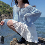 Мини-юбка с ярусами и гороховым принтом на резинке