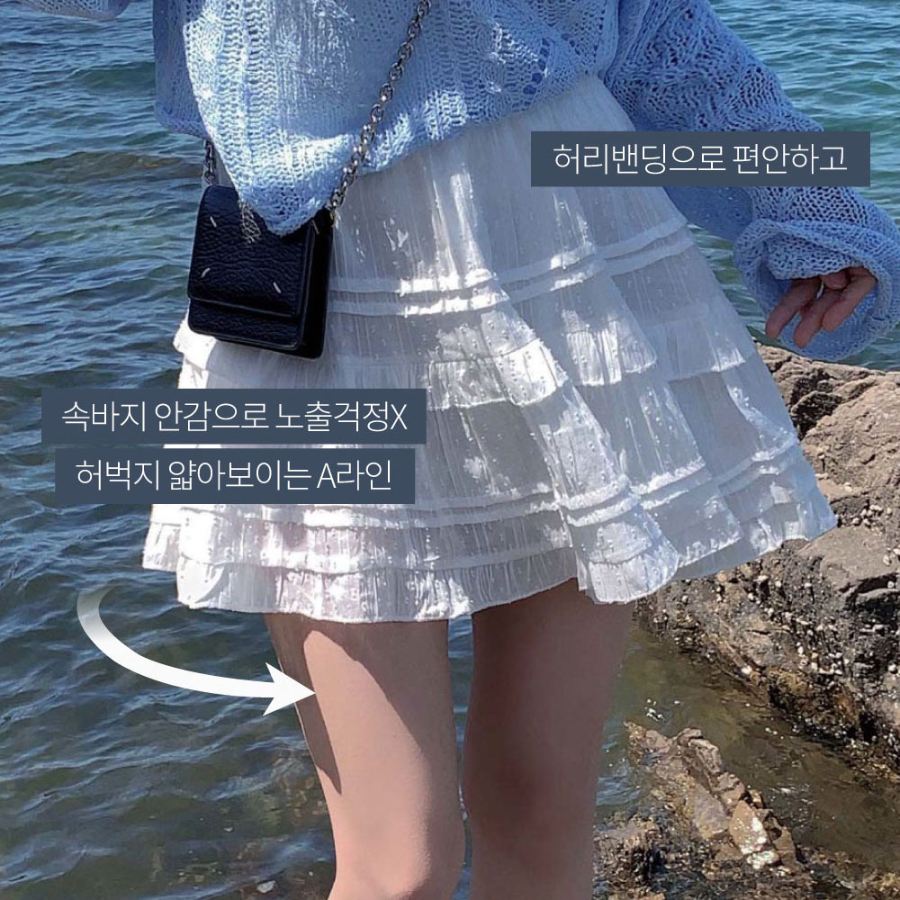 Мини-юбка с ярусами и гороховым принтом на резинке