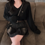 Ретро мини-юбка A-силуэта из денима с поясом