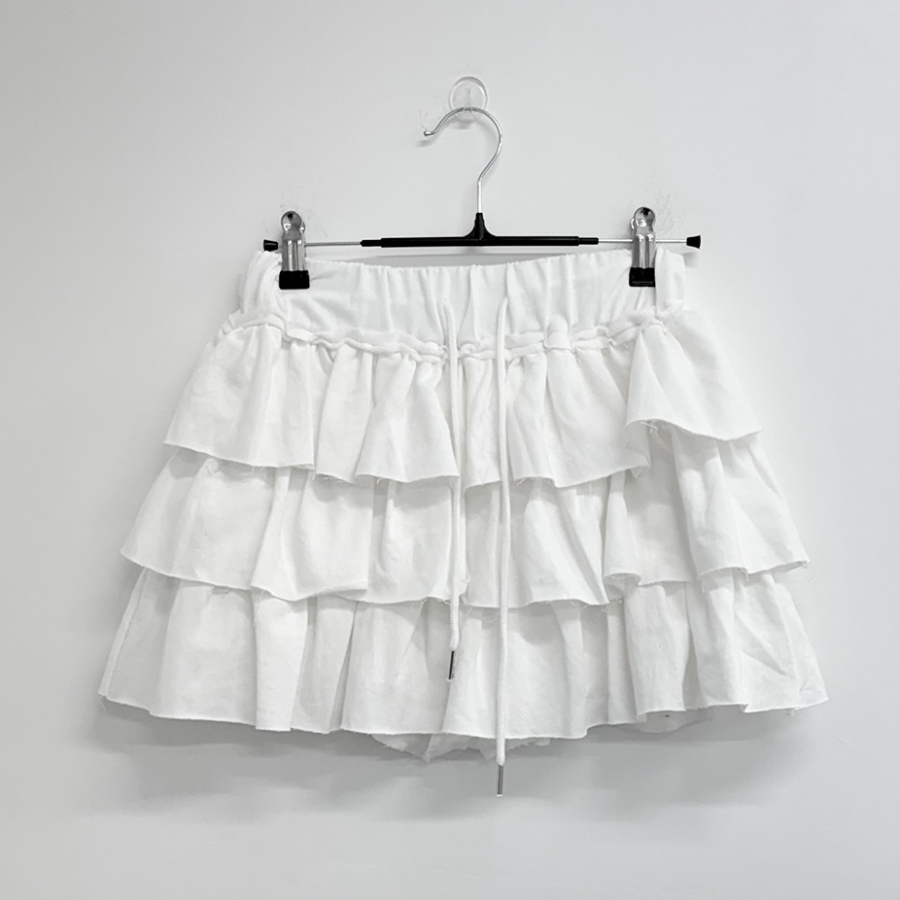 Многоярусная мини-юбка с шёрсткой и сборками