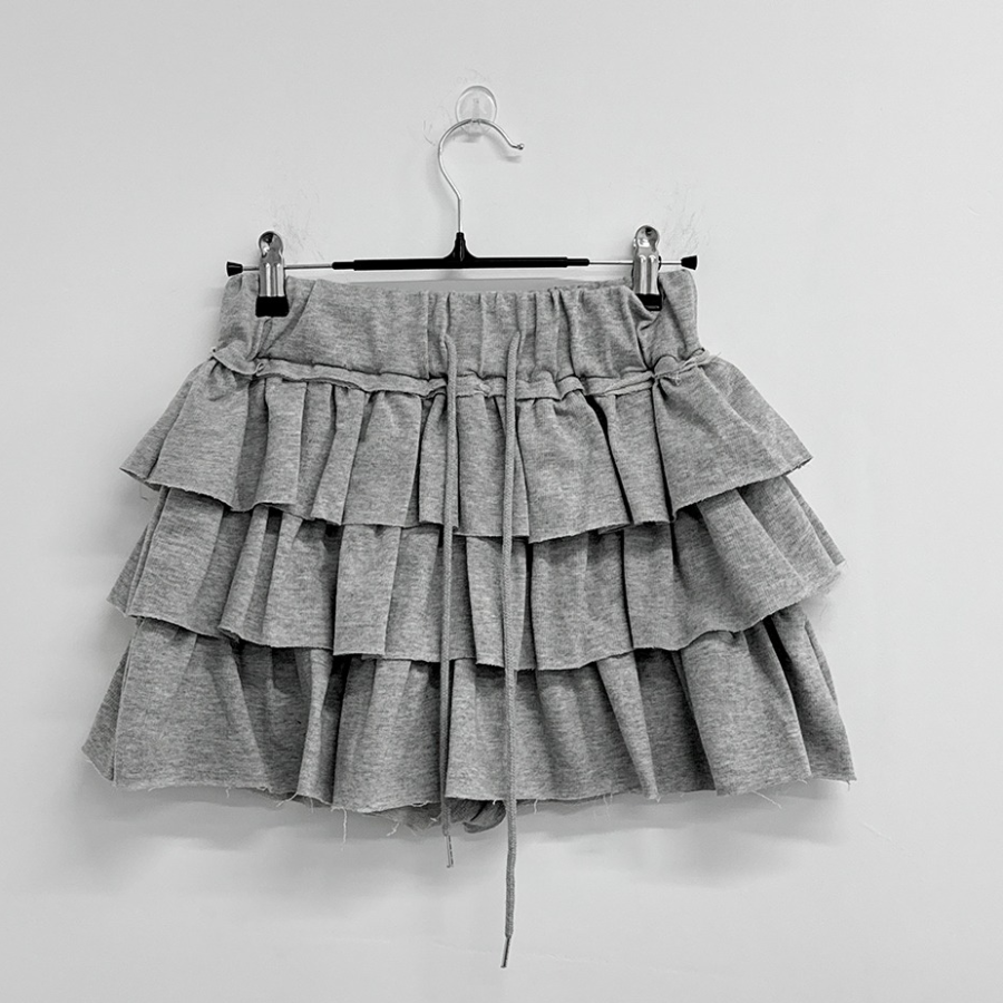 Многоярусная мини-юбка с шёрсткой и сборками