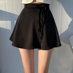 Мини-юбка-шорты с запахом и бантом