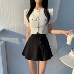 Мини-юбка-шорты с запахом и бантом