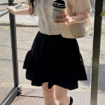 Мини-юбка с воланами и вшитыми шортами