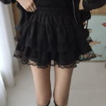 Мини-юбка A-силуэта с многослойными оборками, вышивкой и полупрозрачными вставками