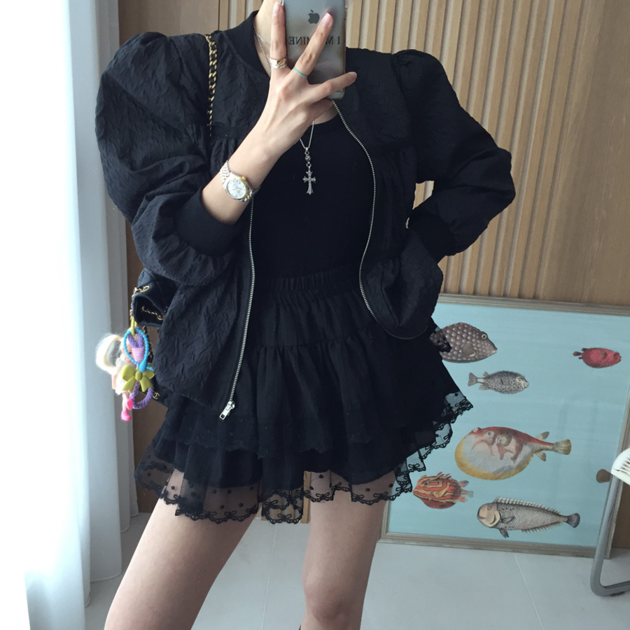 Мини-юбка A-силуэта с многослойными оборками, вышивкой и полупрозрачными вставками