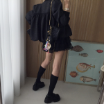 Мини-юбка A-силуэта с многослойными оборками, вышивкой и полупрозрачными вставками