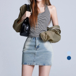 Мини-юбка из винтажного денима с боковой эффектной стиркой