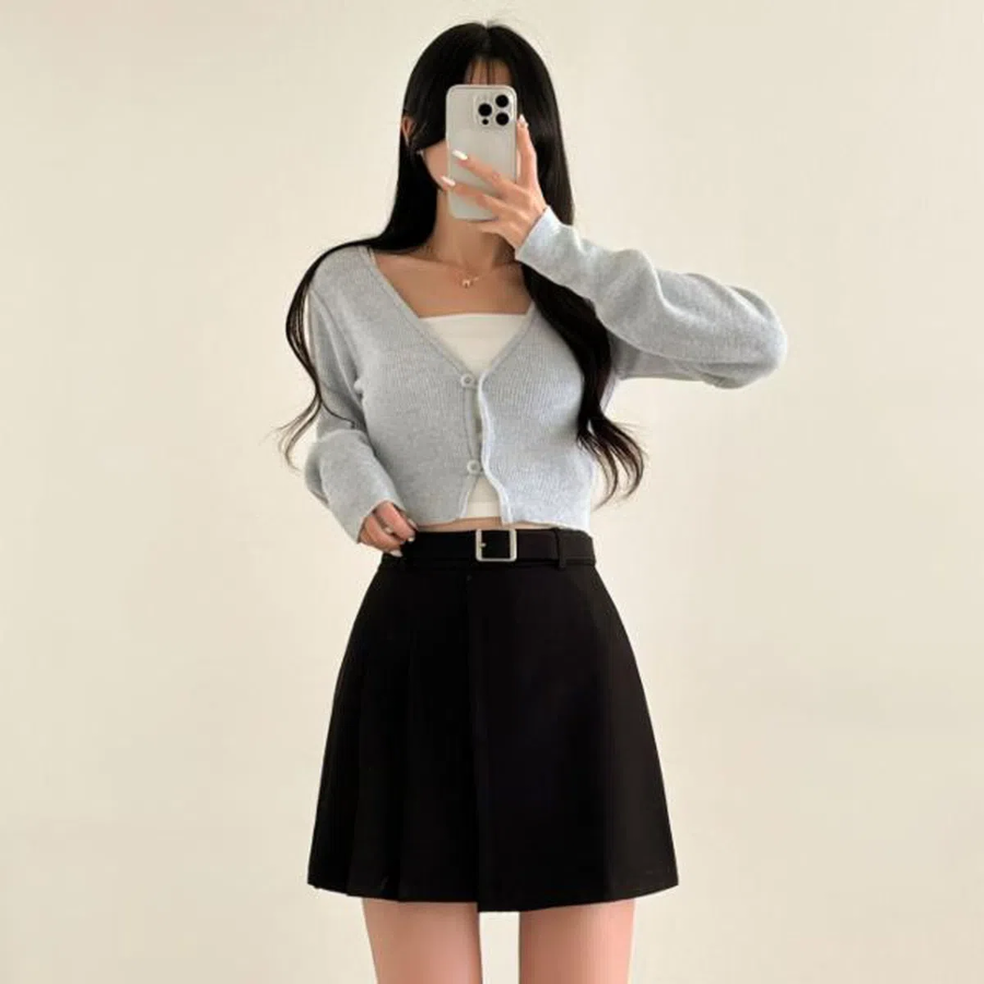 Асимметричная плиссированная мини-юбка-шорты