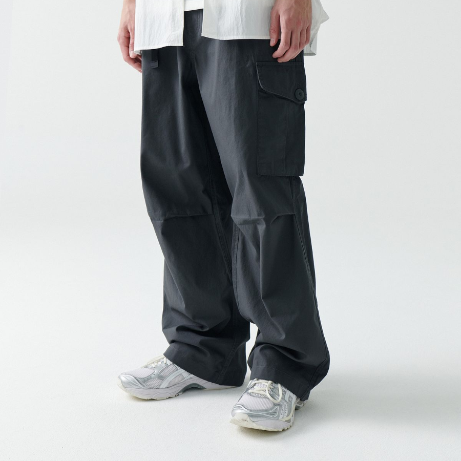 City Leisure Wide Belted Cargo Pants [Gray]