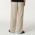 Linen-Like One Tuck Wide Banding Pants [Cream]