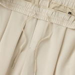 Linen-Like One Tuck Wide Banding Pants [Cream]