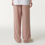 Linen-Like One Tuck Wide Banding Pants [Desert Pink]