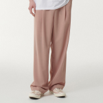 Linen-Like One Tuck Wide Banding Pants [Desert Pink]