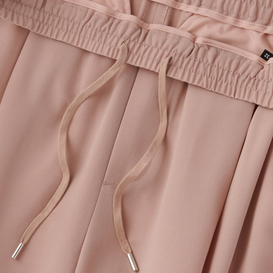 Linen-Like One Tuck Wide Banding Pants [Desert Pink]