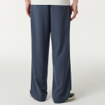 Linen-Like One Tuck Wide Banding Pants [Blue Gray]