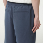 Linen-Like One Tuck Wide Banding Pants [Blue Gray]